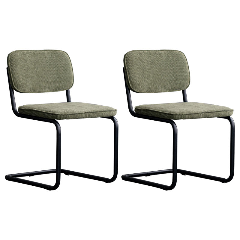 Contemporary Style Dining Chairs Armless Open Back Chairs with Metal Legs Blackish Green 2 Piece Set Black Clearhalo ' kitchen&dining_furn' 'Dining Chairs' 'Dining Tables & Seating' 'dining_chair' 'furn' 'furn_dining_chair' 'Furniture' 'furniture_dining_chair' 'Kitchen & Dining Furniture' 'kitchen' 4315345