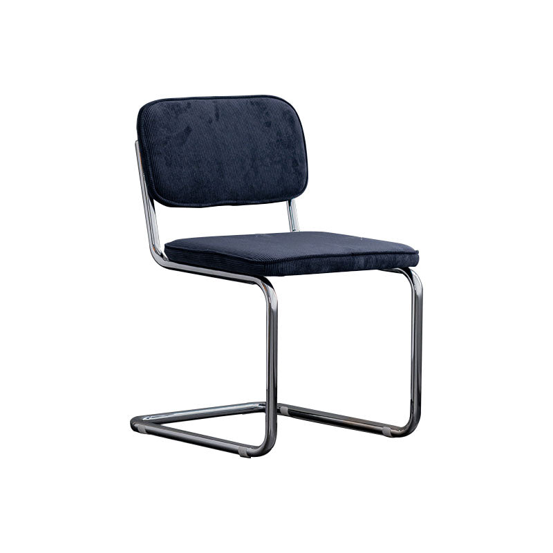 Contemporary Style Dining Chairs Armless Open Back Chairs with Metal Legs Navy 1 Piece Silver Clearhalo ' kitchen&dining_furn' 'Dining Chairs' 'Dining Tables & Seating' 'dining_chair' 'furn' 'furn_dining_chair' 'Furniture' 'furniture_dining_chair' 'Kitchen & Dining Furniture' 'kitchen' 4315361