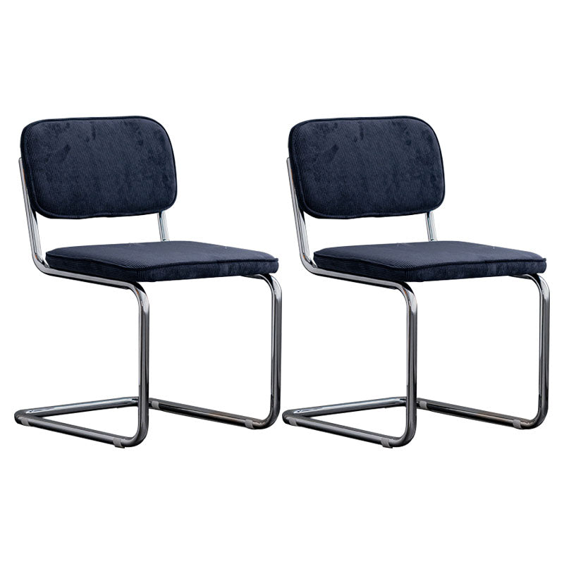 Contemporary Style Dining Chairs Armless Open Back Chairs with Metal Legs Navy 2 Piece Set Silver Clearhalo ' kitchen&dining_furn' 'Dining Chairs' 'Dining Tables & Seating' 'dining_chair' 'furn' 'furn_dining_chair' 'Furniture' 'furniture_dining_chair' 'Kitchen & Dining Furniture' 'kitchen' 4315362