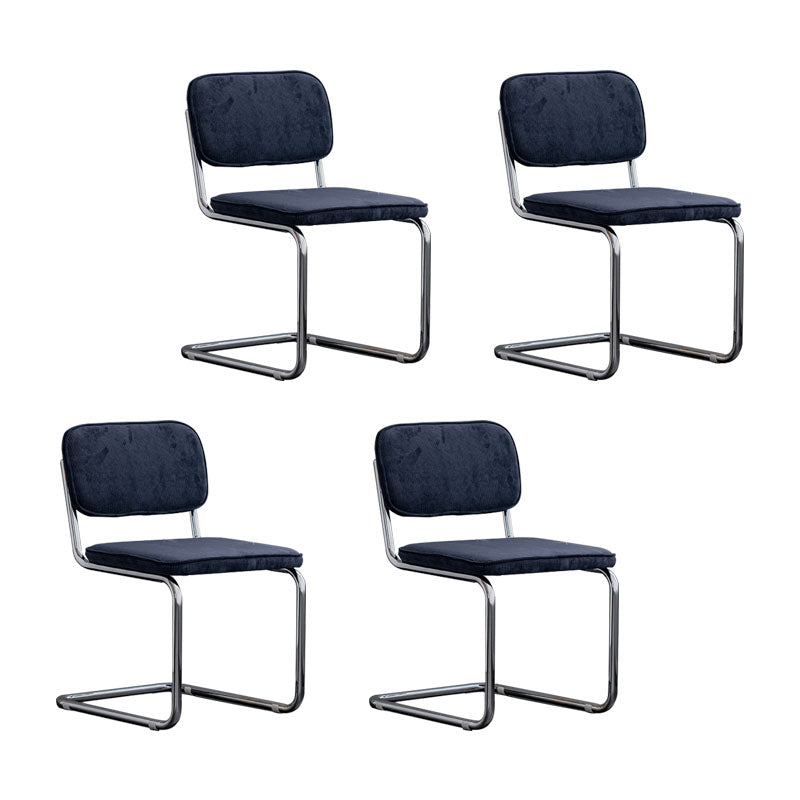 Contemporary Style Dining Chairs Armless Open Back Chairs with Metal Legs Navy 4 Piece Set Silver Clearhalo ' kitchen&dining_furn' 'Dining Chairs' 'Dining Tables & Seating' 'dining_chair' 'furn' 'furn_dining_chair' 'Furniture' 'furniture_dining_chair' 'Kitchen & Dining Furniture' 'kitchen' 4315364