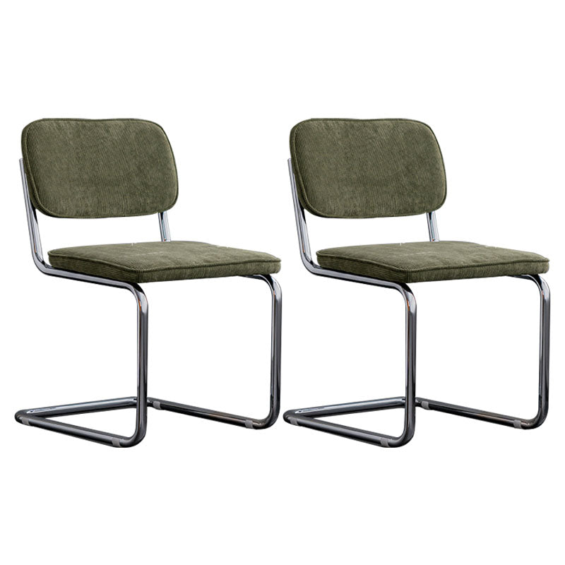 Contemporary Style Dining Chairs Armless Open Back Chairs with Metal Legs Blackish Green 2 Piece Set Silver Clearhalo ' kitchen&dining_furn' 'Dining Chairs' 'Dining Tables & Seating' 'dining_chair' 'furn' 'furn_dining_chair' 'Furniture' 'furniture_dining_chair' 'Kitchen & Dining Furniture' 'kitchen' 4315367