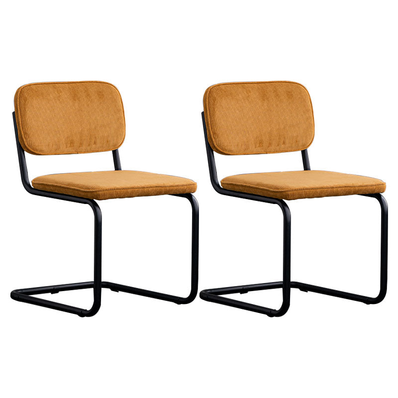 Contemporary Style Dining Chairs Armless Open Back Chairs with Metal Legs Yellow 2 Piece Set Black Clearhalo ' kitchen&dining_furn' 'Dining Chairs' 'Dining Tables & Seating' 'dining_chair' 'furn' 'furn_dining_chair' 'Furniture' 'furniture_dining_chair' 'Kitchen & Dining Furniture' 'kitchen' 4315373