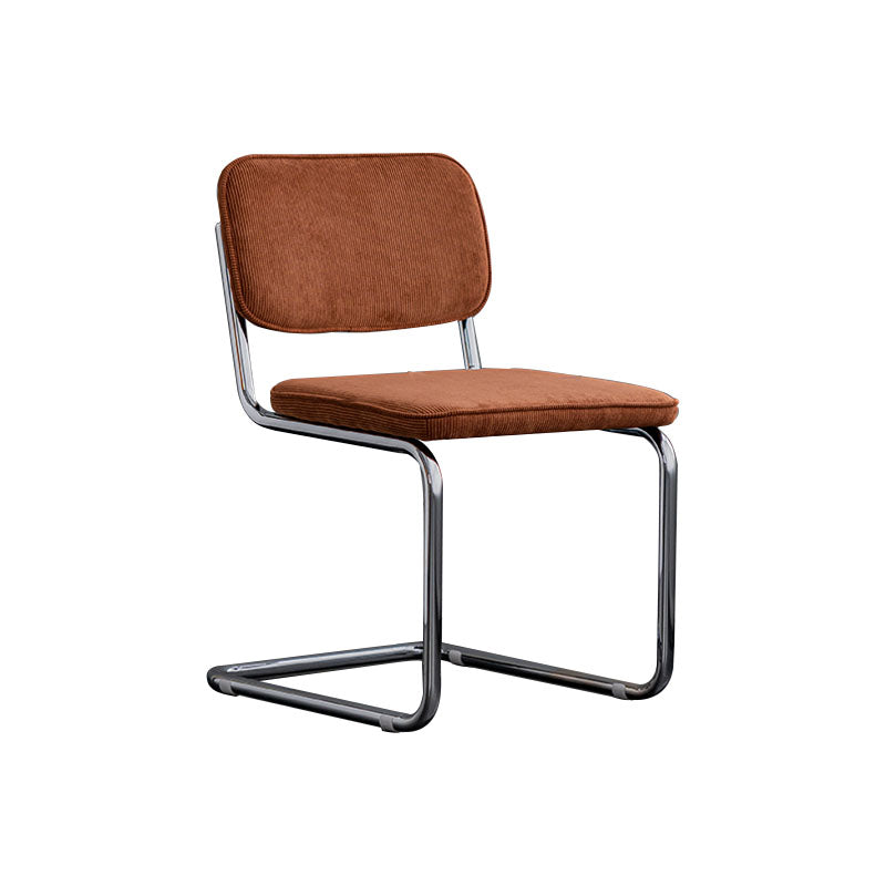 Contemporary Style Dining Chairs Armless Open Back Chairs with Metal Legs Brown 1 Piece Silver Clearhalo ' kitchen&dining_furn' 'Dining Chairs' 'Dining Tables & Seating' 'dining_chair' 'furn' 'furn_dining_chair' 'Furniture' 'furniture_dining_chair' 'Kitchen & Dining Furniture' 'kitchen' 4315375