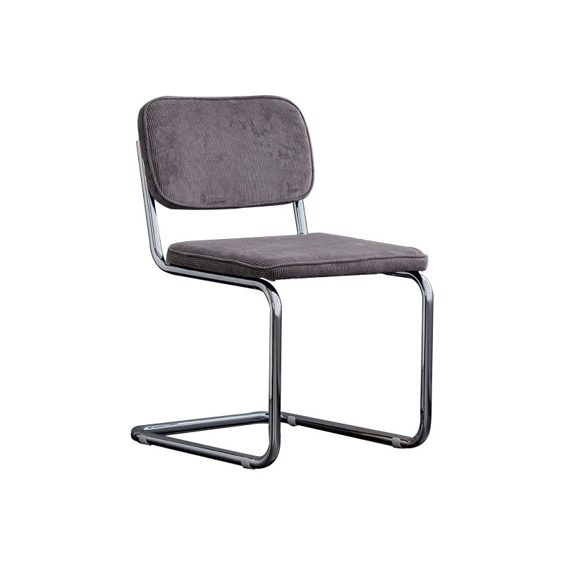 Contemporary Style Dining Chairs Armless Open Back Chairs with Metal Legs Dark Gray 1 Piece Silver Clearhalo ' kitchen&dining_furn' 'Dining Chairs' 'Dining Tables & Seating' 'dining_chair' 'furn' 'furn_dining_chair' 'Furniture' 'furniture_dining_chair' 'Kitchen & Dining Furniture' 'kitchen' 4315381