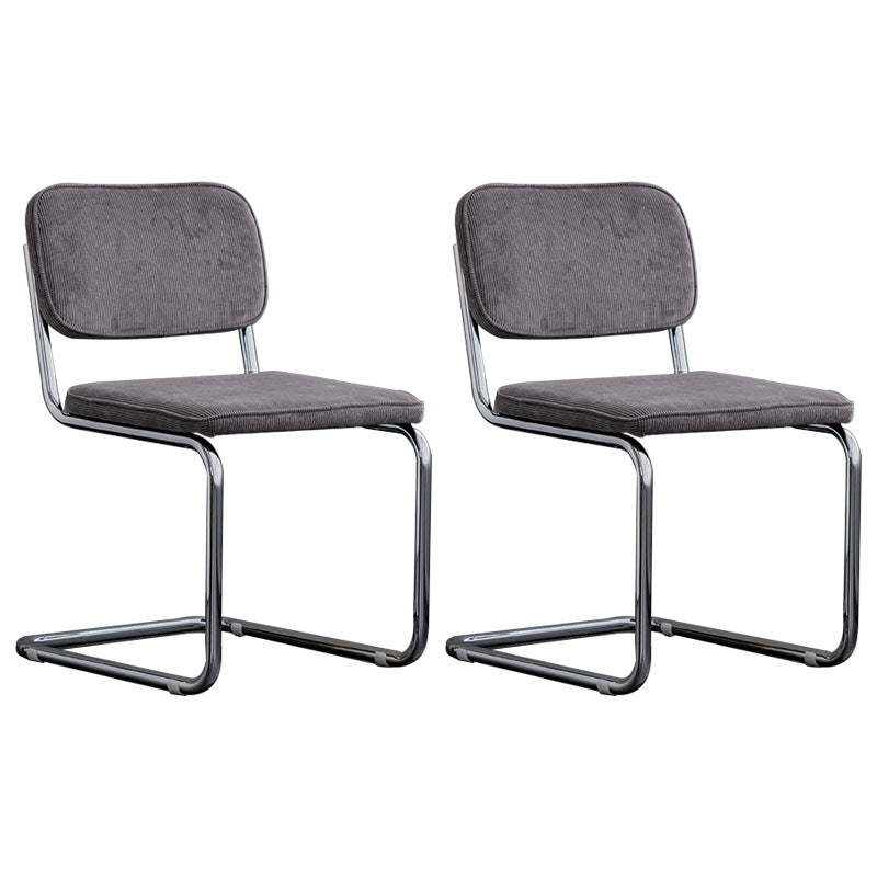 Contemporary Style Dining Chairs Armless Open Back Chairs with Metal Legs Dark Gray 2 Piece Set Silver Clearhalo ' kitchen&dining_furn' 'Dining Chairs' 'Dining Tables & Seating' 'dining_chair' 'furn' 'furn_dining_chair' 'Furniture' 'furniture_dining_chair' 'Kitchen & Dining Furniture' 'kitchen' 4315382