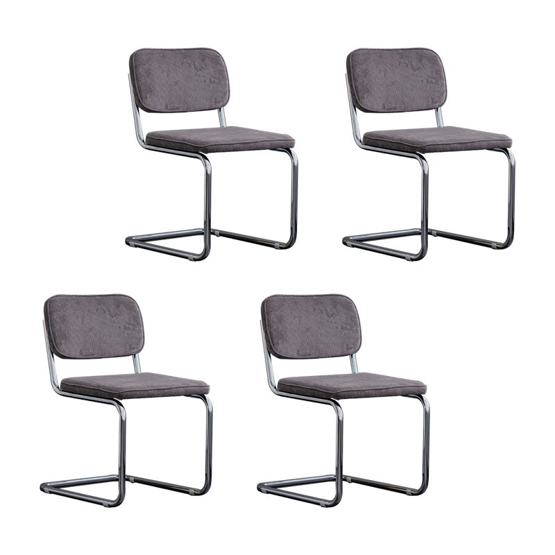 Contemporary Style Dining Chairs Armless Open Back Chairs with Metal Legs Dark Gray 4 Piece Set Silver Clearhalo ' kitchen&dining_furn' 'Dining Chairs' 'Dining Tables & Seating' 'dining_chair' 'furn' 'furn_dining_chair' 'Furniture' 'furniture_dining_chair' 'Kitchen & Dining Furniture' 'kitchen' 4315383