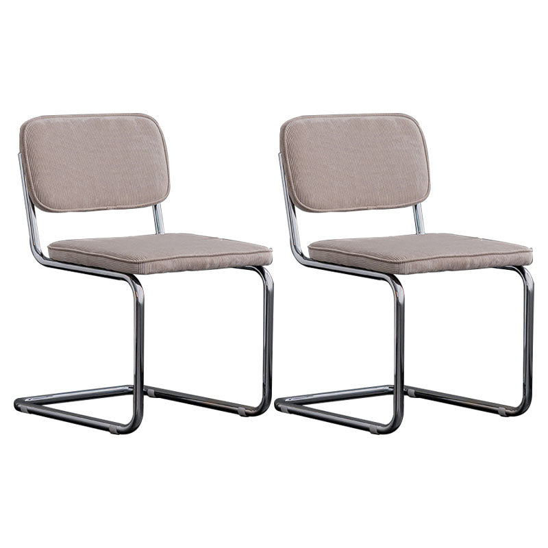 Contemporary Style Dining Chairs Armless Open Back Chairs with Metal Legs Light Gray 2 Piece Set Silver Clearhalo ' kitchen&dining_furn' 'Dining Chairs' 'Dining Tables & Seating' 'dining_chair' 'furn' 'furn_dining_chair' 'Furniture' 'furniture_dining_chair' 'Kitchen & Dining Furniture' 'kitchen' 4315388