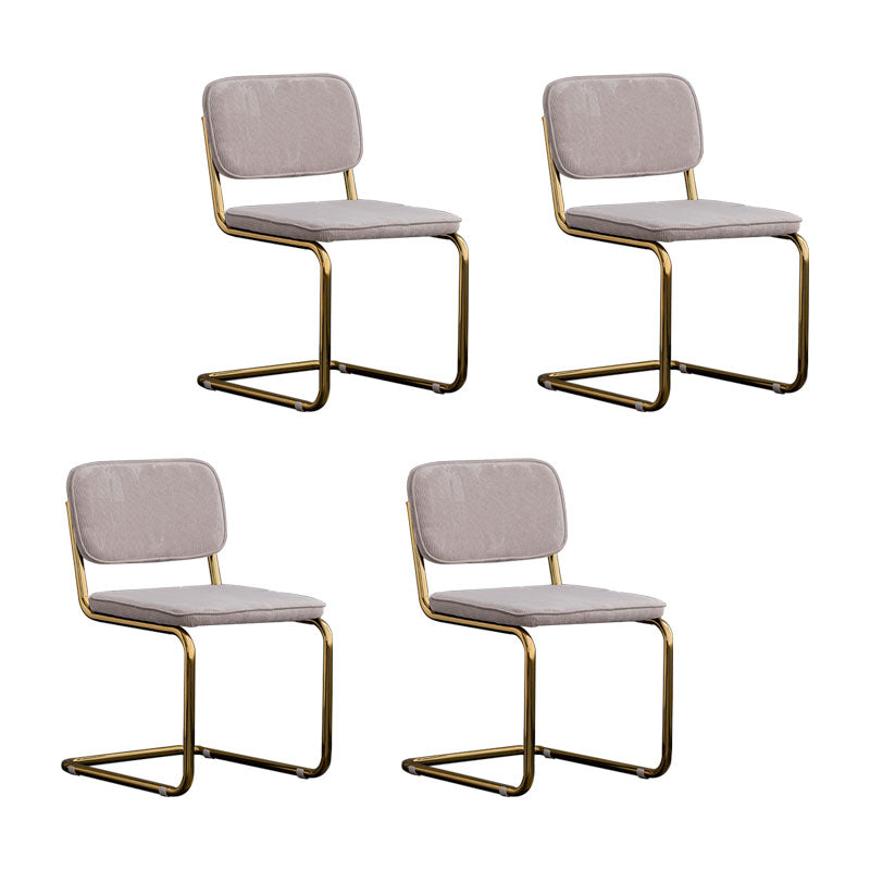 Contemporary Style Dining Chairs Armless Open Back Chairs with Metal Legs Light Gray 4 Piece Set Brass Gold Clearhalo ' kitchen&dining_furn' 'Dining Chairs' 'Dining Tables & Seating' 'dining_chair' 'furn' 'furn_dining_chair' 'Furniture' 'furniture_dining_chair' 'Kitchen & Dining Furniture' 'kitchen' 4315392