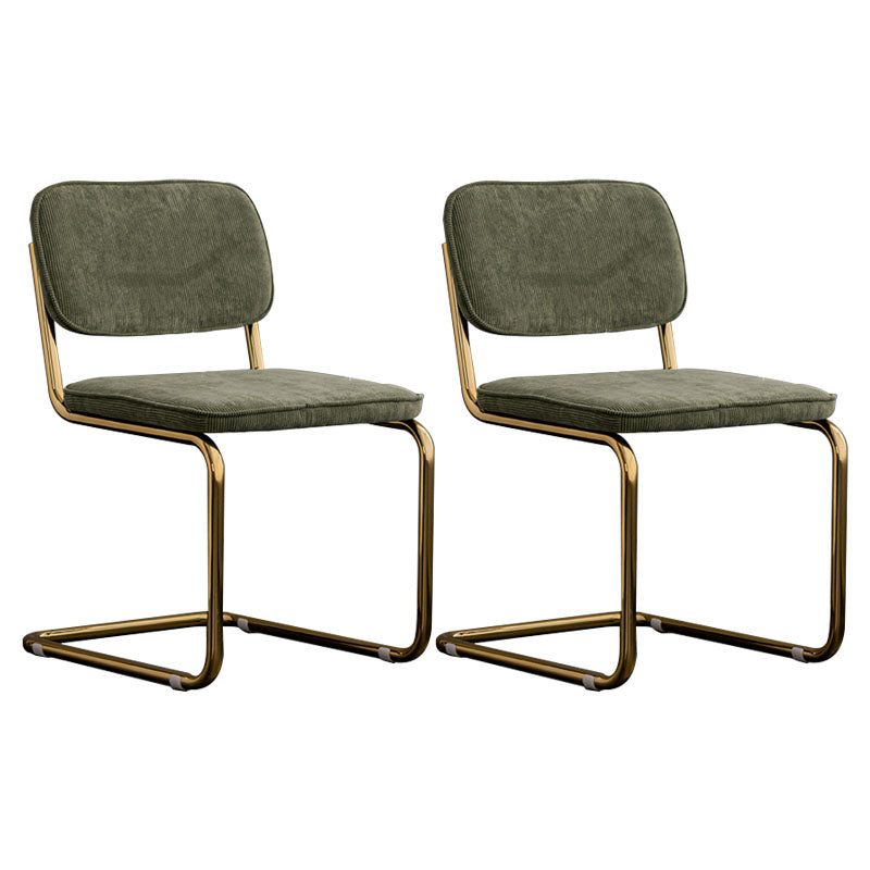 Contemporary Style Dining Chairs Armless Open Back Chairs with Metal Legs Blackish Green 2 Piece Set Brass Gold Clearhalo ' kitchen&dining_furn' 'Dining Chairs' 'Dining Tables & Seating' 'dining_chair' 'furn' 'furn_dining_chair' 'Furniture' 'furniture_dining_chair' 'Kitchen & Dining Furniture' 'kitchen' 4315397