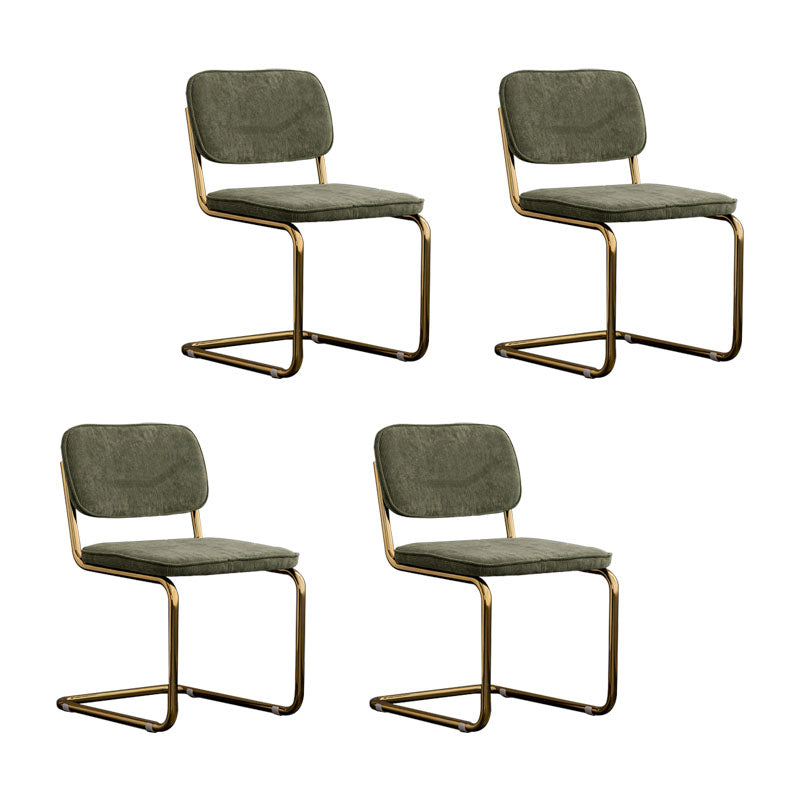 Contemporary Style Dining Chairs Armless Open Back Chairs with Metal Legs Blackish Green 4 Piece Set Brass Gold Clearhalo ' kitchen&dining_furn' 'Dining Chairs' 'Dining Tables & Seating' 'dining_chair' 'furn' 'furn_dining_chair' 'Furniture' 'furniture_dining_chair' 'Kitchen & Dining Furniture' 'kitchen' 4315398