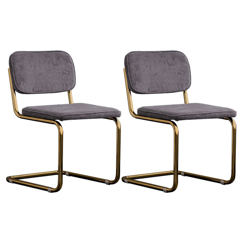 Contemporary Style Dining Chairs Armless Open Back Chairs with Metal Legs Dark Gray 2 Piece Set Brass Gold Clearhalo ' kitchen&dining_furn' 'Dining Chairs' 'Dining Tables & Seating' 'dining_chair' 'furn' 'furn_dining_chair' 'Furniture' 'furniture_dining_chair' 'Kitchen & Dining Furniture' 'kitchen' 4315403