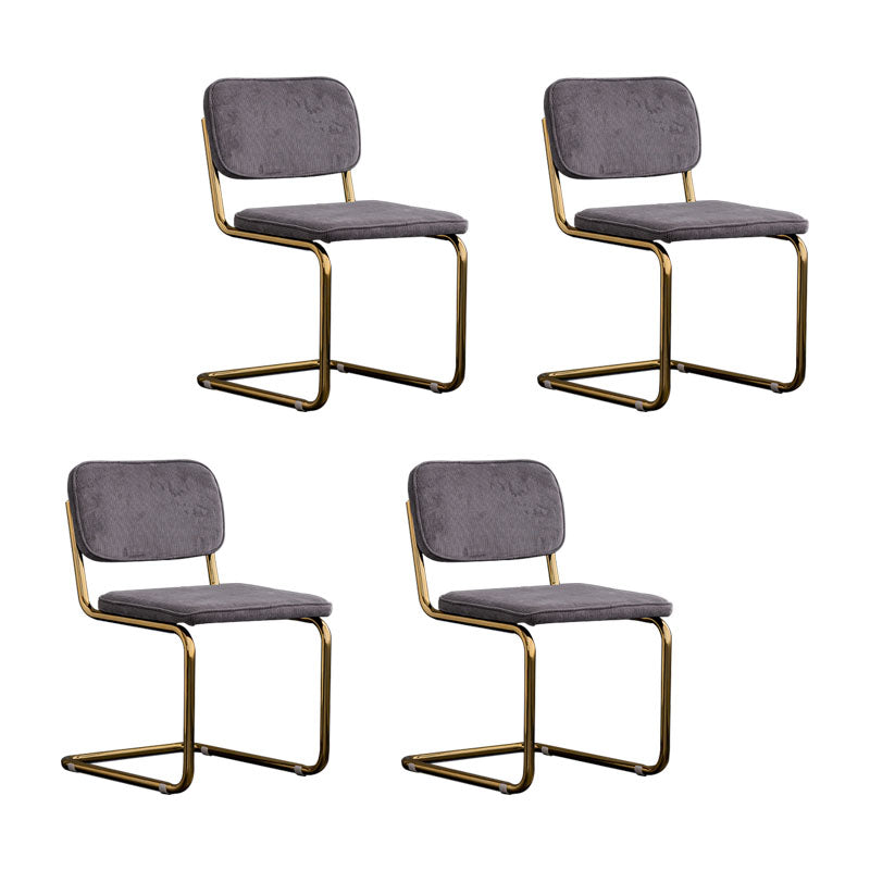 Contemporary Style Dining Chairs Armless Open Back Chairs with Metal Legs Dark Gray 4 Piece Set Brass Gold Clearhalo ' kitchen&dining_furn' 'Dining Chairs' 'Dining Tables & Seating' 'dining_chair' 'furn' 'furn_dining_chair' 'Furniture' 'furniture_dining_chair' 'Kitchen & Dining Furniture' 'kitchen' 4315404