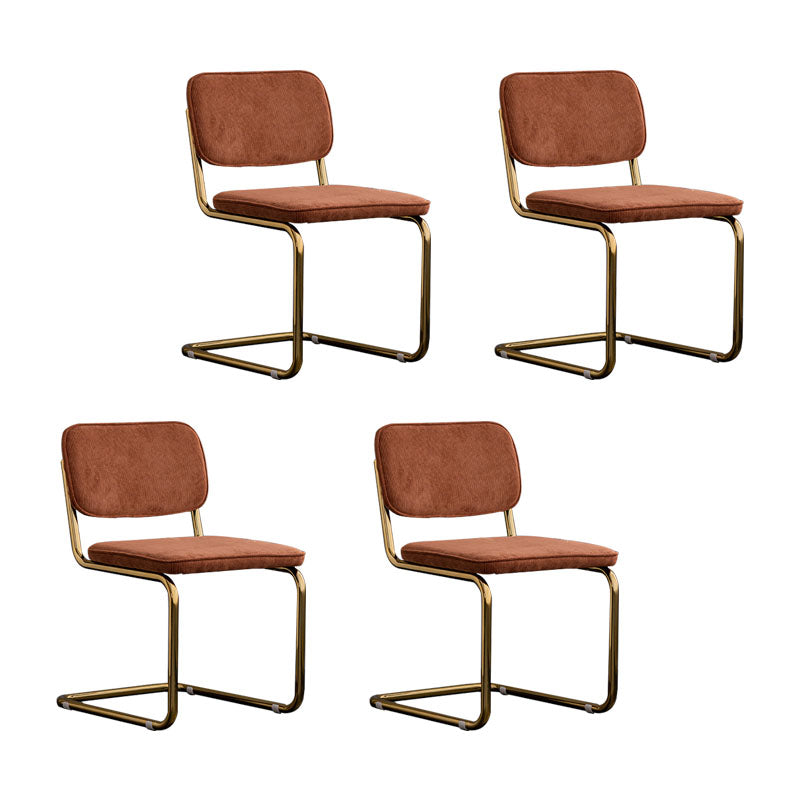 Contemporary Style Dining Chairs Armless Open Back Chairs with Metal Legs Brown 4 Piece Set Brass Gold Clearhalo ' kitchen&dining_furn' 'Dining Chairs' 'Dining Tables & Seating' 'dining_chair' 'furn' 'furn_dining_chair' 'Furniture' 'furniture_dining_chair' 'Kitchen & Dining Furniture' 'kitchen' 4315407