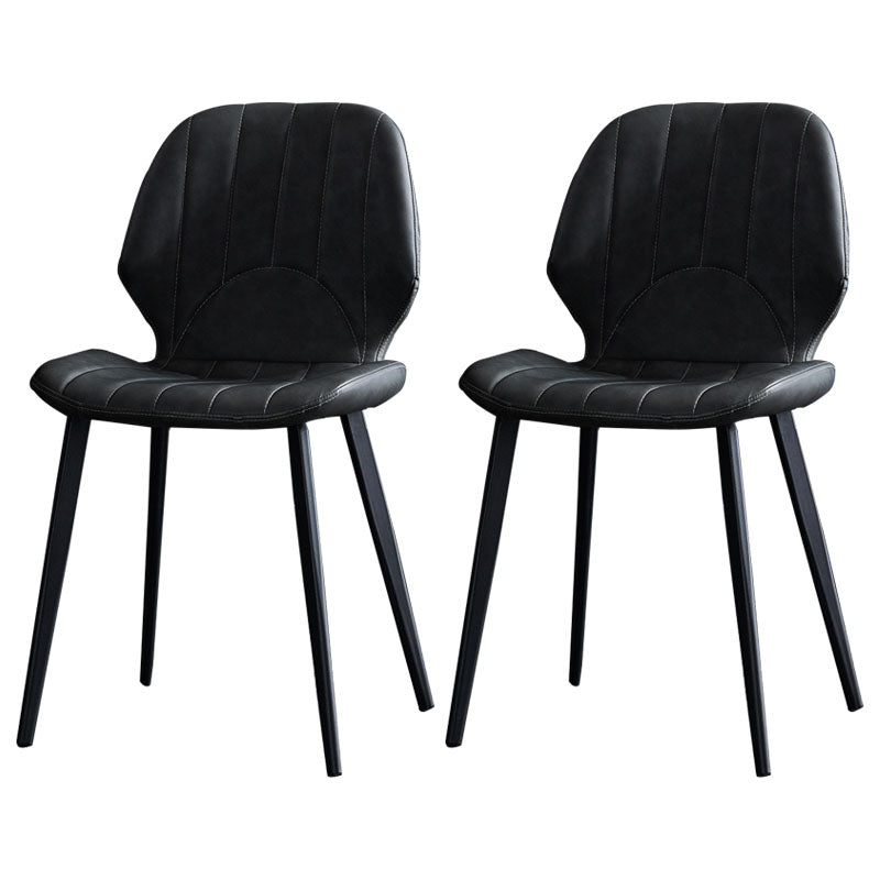 Contemporary Dining Chair Armless Metal Side Wingback Chair for Kitchen Grey 2 Piece Set Clearhalo ' kitchen&dining_furn' 'Dining Chairs' 'Dining Tables & Seating' 'dining_chair' 'furn' 'furn_dining_chair' 'Furniture' 'furniture_dining_chair' 'Kitchen & Dining Furniture' 'kitchen' 4315421