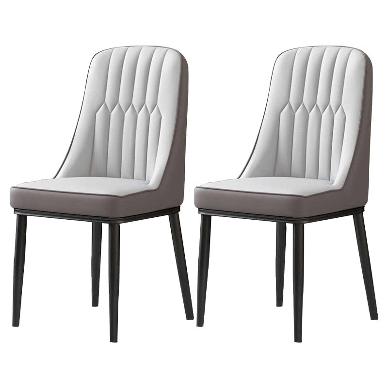 Nordic Dining Chairs Metal Armless Side Parsons Chair for Kitchen Grey 2 Piece Set Black Clearhalo ' kitchen&dining_furn' 'Dining Chairs' 'Dining Tables & Seating' 'dining_chair' 'furn' 'furn_dining_chair' 'Furniture' 'furniture_dining_chair' 'Kitchen & Dining Furniture' 'kitchen' 4315432