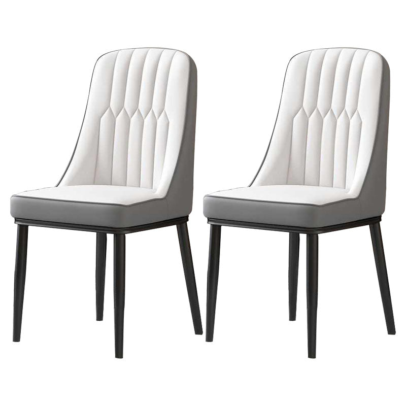 Nordic Dining Chairs Metal Armless Side Parsons Chair for Kitchen White-Gray 2 Piece Set Black Clearhalo ' kitchen&dining_furn' 'Dining Chairs' 'Dining Tables & Seating' 'dining_chair' 'furn' 'furn_dining_chair' 'Furniture' 'furniture_dining_chair' 'Kitchen & Dining Furniture' 'kitchen' 4315433