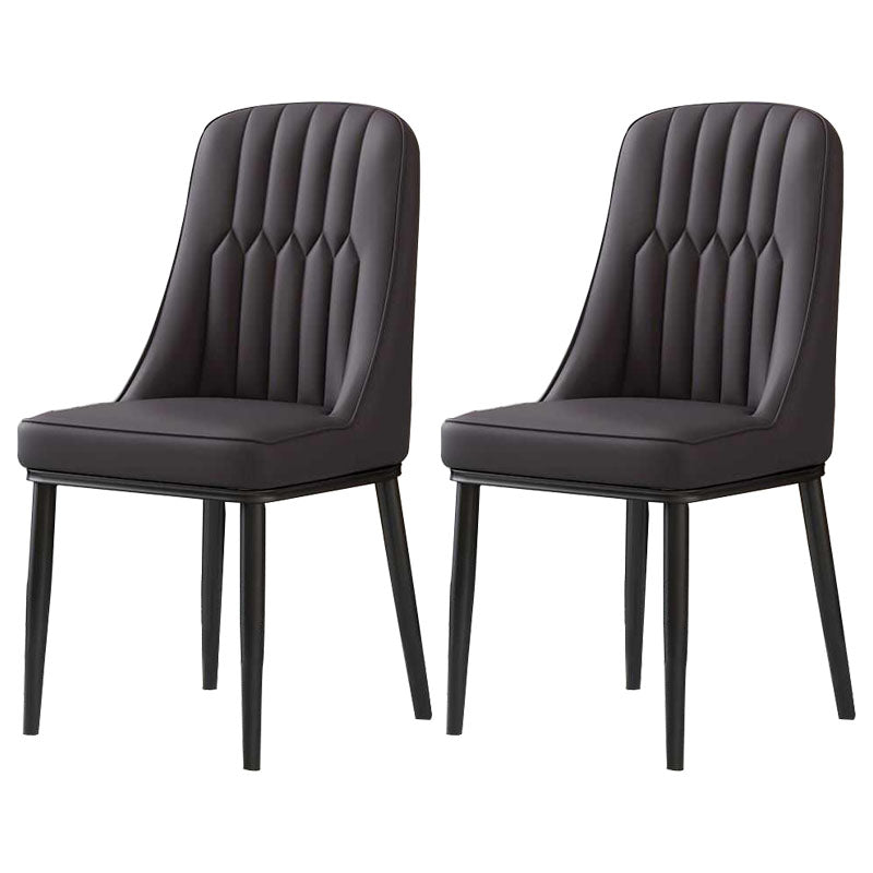Nordic Dining Chairs Metal Armless Side Parsons Chair for Kitchen Black 2 Piece Set Black Clearhalo ' kitchen&dining_furn' 'Dining Chairs' 'Dining Tables & Seating' 'dining_chair' 'furn' 'furn_dining_chair' 'Furniture' 'furniture_dining_chair' 'Kitchen & Dining Furniture' 'kitchen' 4315435