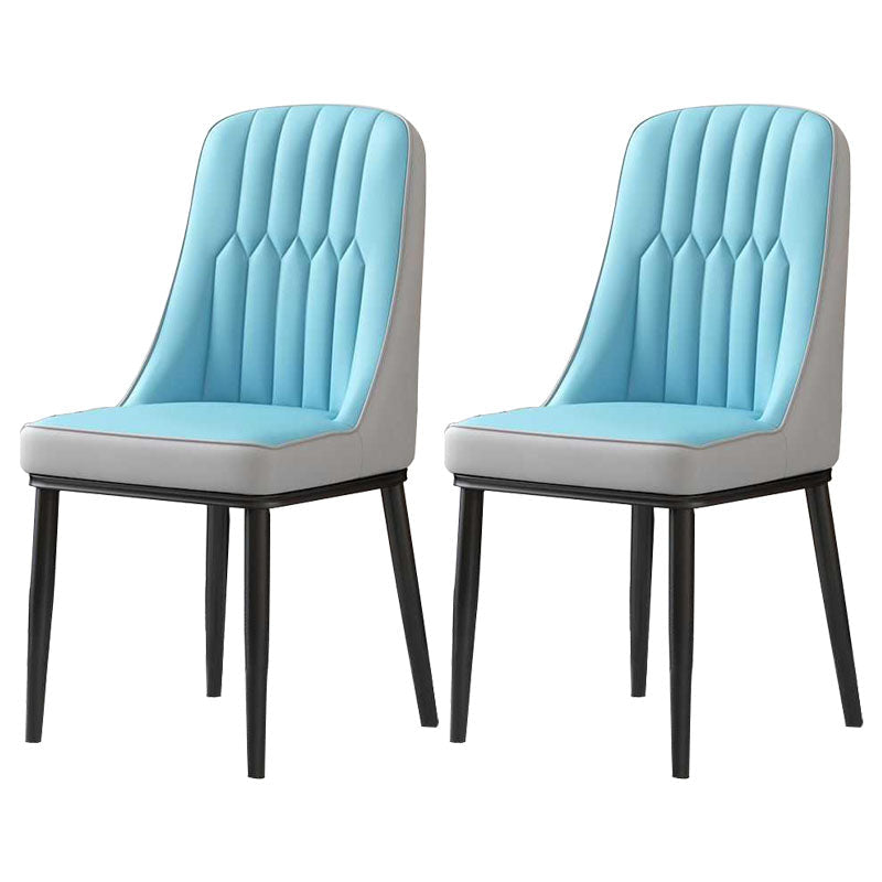 Nordic Dining Chairs Metal Armless Side Parsons Chair for Kitchen Blue 2 Piece Set Black Clearhalo ' kitchen&dining_furn' 'Dining Chairs' 'Dining Tables & Seating' 'dining_chair' 'furn' 'furn_dining_chair' 'Furniture' 'furniture_dining_chair' 'Kitchen & Dining Furniture' 'kitchen' 4315437