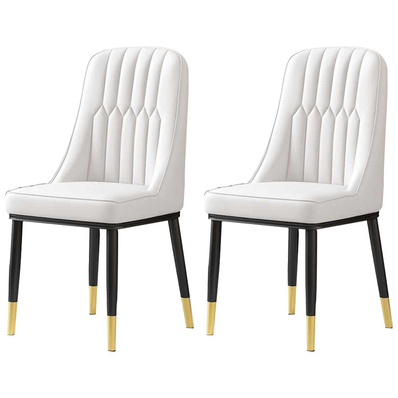 Nordic Dining Chairs Metal Armless Side Parsons Chair for Kitchen White 2 Piece Set Black Gold Clearhalo ' kitchen&dining_furn' 'Dining Chairs' 'Dining Tables & Seating' 'dining_chair' 'furn' 'furn_dining_chair' 'Furniture' 'furniture_dining_chair' 'Kitchen & Dining Furniture' 'kitchen' 4315445