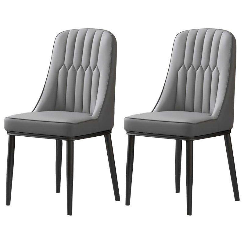 Nordic Dining Chairs Metal Armless Side Parsons Chair for Kitchen Dark Gray 2 Piece Set Black Clearhalo ' kitchen&dining_furn' 'Dining Chairs' 'Dining Tables & Seating' 'dining_chair' 'furn' 'furn_dining_chair' 'Furniture' 'furniture_dining_chair' 'Kitchen & Dining Furniture' 'kitchen' 4315448