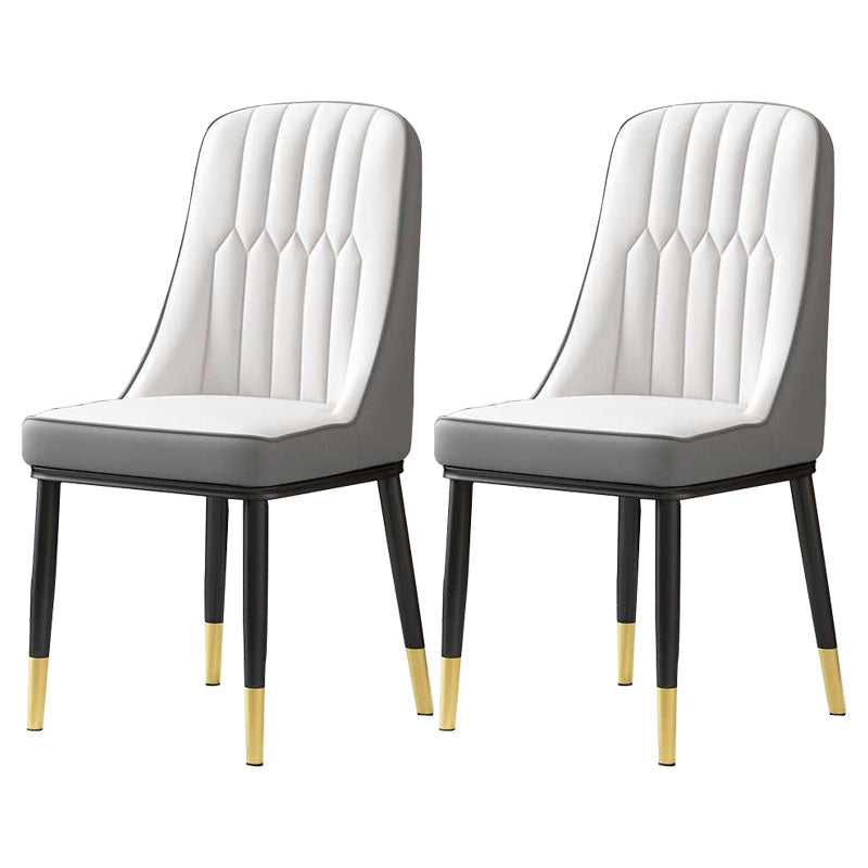 Nordic Dining Chairs Metal Armless Side Parsons Chair for Kitchen White-Gray 2 Piece Set Black Gold Clearhalo ' kitchen&dining_furn' 'Dining Chairs' 'Dining Tables & Seating' 'dining_chair' 'furn' 'furn_dining_chair' 'Furniture' 'furniture_dining_chair' 'Kitchen & Dining Furniture' 'kitchen' 4315451