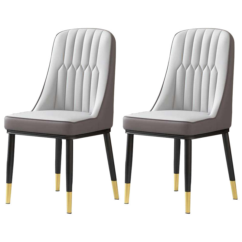 Nordic Dining Chairs Metal Armless Side Parsons Chair for Kitchen Grey 2 Piece Set Black Gold Clearhalo ' kitchen&dining_furn' 'Dining Chairs' 'Dining Tables & Seating' 'dining_chair' 'furn' 'furn_dining_chair' 'Furniture' 'furniture_dining_chair' 'Kitchen & Dining Furniture' 'kitchen' 4315452
