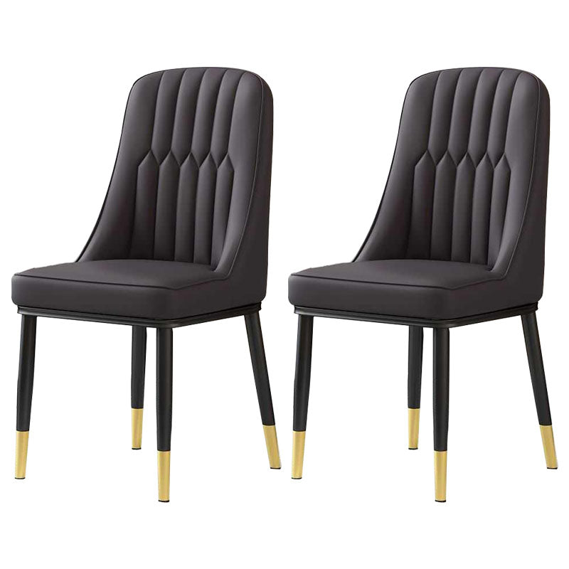 Nordic Dining Chairs Metal Armless Side Parsons Chair for Kitchen Black 2 Piece Set Black Gold Clearhalo ' kitchen&dining_furn' 'Dining Chairs' 'Dining Tables & Seating' 'dining_chair' 'furn' 'furn_dining_chair' 'Furniture' 'furniture_dining_chair' 'Kitchen & Dining Furniture' 'kitchen' 4315454