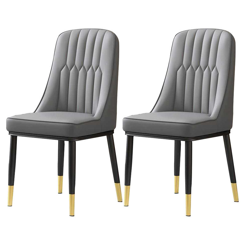 Nordic Dining Chairs Metal Armless Side Parsons Chair for Kitchen Dark Gray 2 Piece Set Black Gold Clearhalo ' kitchen&dining_furn' 'Dining Chairs' 'Dining Tables & Seating' 'dining_chair' 'furn' 'furn_dining_chair' 'Furniture' 'furniture_dining_chair' 'Kitchen & Dining Furniture' 'kitchen' 4315457