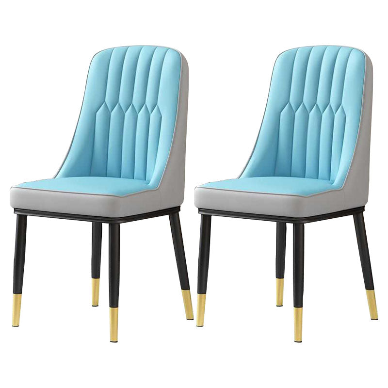 Nordic Dining Chairs Metal Armless Side Parsons Chair for Kitchen Blue 2 Piece Set Black Gold Clearhalo ' kitchen&dining_furn' 'Dining Chairs' 'Dining Tables & Seating' 'dining_chair' 'furn' 'furn_dining_chair' 'Furniture' 'furniture_dining_chair' 'Kitchen & Dining Furniture' 'kitchen' 4315458