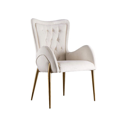 Modern Metal Dining Room Chair Velvet Side Arm Chair for Restaurant Use Off-White 1 Piece Clearhalo ' kitchen&dining_furn' 'Dining Chairs' 'Dining Tables & Seating' 'dining_chair' 'furn' 'furn_dining_chair' 'Furniture' 'furniture_dining_chair' 'Kitchen & Dining Furniture' 'kitchen' 4315461