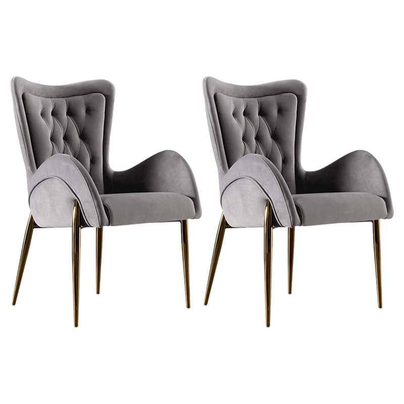 Modern Metal Dining Room Chair Velvet Side Arm Chair for Restaurant Use Dark Gray 2 Piece Set Clearhalo ' kitchen&dining_furn' 'Dining Chairs' 'Dining Tables & Seating' 'dining_chair' 'furn' 'furn_dining_chair' 'Furniture' 'furniture_dining_chair' 'Kitchen & Dining Furniture' 'kitchen' 4315468