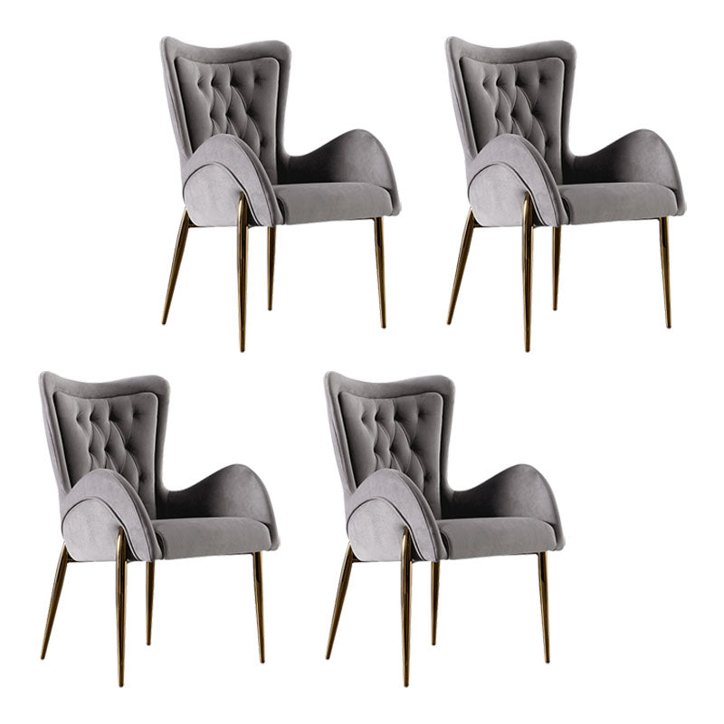 Modern Metal Dining Room Chair Velvet Side Arm Chair for Restaurant Use Dark Gray 4 Piece Set Clearhalo ' kitchen&dining_furn' 'Dining Chairs' 'Dining Tables & Seating' 'dining_chair' 'furn' 'furn_dining_chair' 'Furniture' 'furniture_dining_chair' 'Kitchen & Dining Furniture' 'kitchen' 4315470