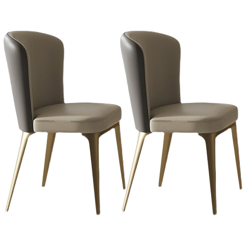 Contemporary Style Dining Chairs Armless Kitchen Chair with Metal Legs Light Gray 2 Piece Set Clearhalo ' kitchen&dining_furn' 'Dining Chairs' 'Dining Tables & Seating' 'dining_chair' 'furn' 'furn_dining_chair' 'Furniture' 'furniture_dining_chair' 'Kitchen & Dining Furniture' 'kitchen' 4315477