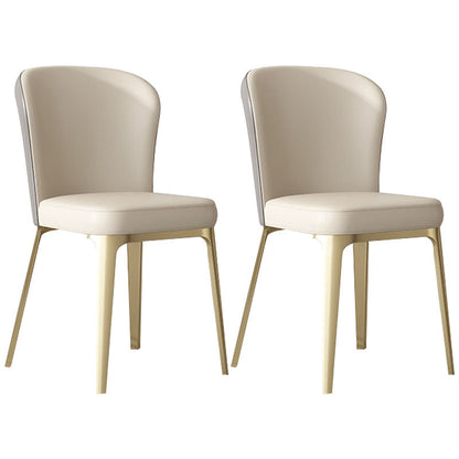 Contemporary Style Dining Chairs Armless Kitchen Chair with Metal Legs Beige 2 Piece Set Clearhalo ' kitchen&dining_furn' 'Dining Chairs' 'Dining Tables & Seating' 'dining_chair' 'furn' 'furn_dining_chair' 'Furniture' 'furniture_dining_chair' 'Kitchen & Dining Furniture' 'kitchen' 4315478