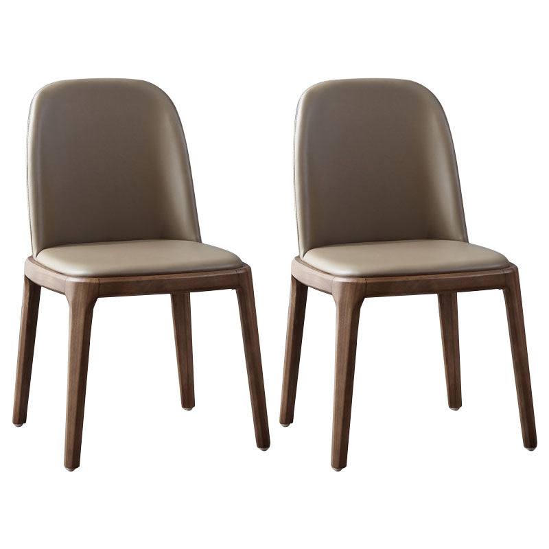 Industrial Home Parsons Side Chair Leather Dining Chair with Wood Legs Brown 2 Piece Set Clearhalo ' kitchen&dining_furn' 'Dining Chairs' 'Dining Tables & Seating' 'dining_chair' 'furn' 'furn_dining_chair' 'Furniture' 'furniture_dining_chair' 'Kitchen & Dining Furniture' 'kitchen' 4315491