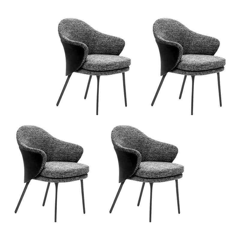 Modern Metal Dining Arm Chair Dining Fabric Side Chair for Restaurant Use Dark Gray 4 Piece Set Clearhalo ' kitchen&dining_furn' 'Dining Chairs' 'Dining Tables & Seating' 'dining_chair' 'furn' 'furn_dining_chair' 'Furniture' 'furniture_dining_chair' 'Kitchen & Dining Furniture' 'kitchen' 4315504