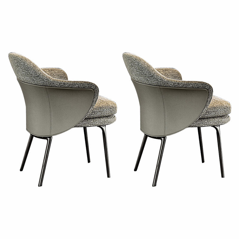Modern Metal Dining Arm Chair Dining Fabric Side Chair for Restaurant Use Light Gray 2 Piece Set Clearhalo ' kitchen&dining_furn' 'Dining Chairs' 'Dining Tables & Seating' 'dining_chair' 'furn' 'furn_dining_chair' 'Furniture' 'furniture_dining_chair' 'Kitchen & Dining Furniture' 'kitchen' 4315508