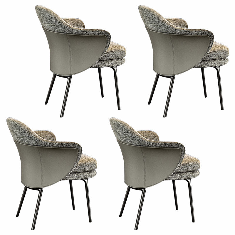 Modern Metal Dining Arm Chair Dining Fabric Side Chair for Restaurant Use Light Gray 4 Piece Set Clearhalo ' kitchen&dining_furn' 'Dining Chairs' 'Dining Tables & Seating' 'dining_chair' 'furn' 'furn_dining_chair' 'Furniture' 'furniture_dining_chair' 'Kitchen & Dining Furniture' 'kitchen' 4315510