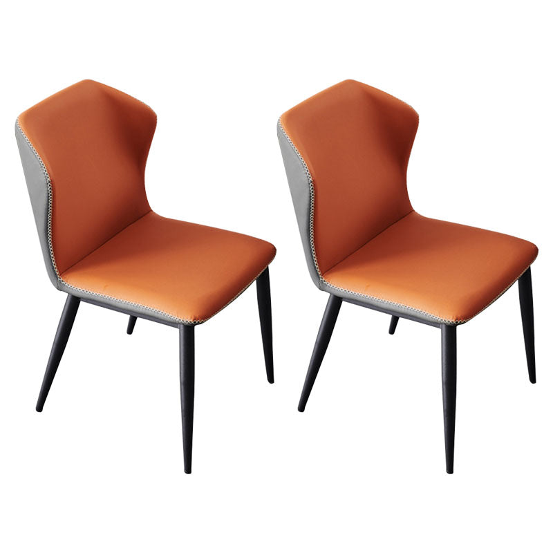 Restaurant Contemporary Leather Side Chair Wingback Dining Chairs Orange 2 Piece Set Clearhalo ' kitchen&dining_furn' 'Dining Chairs' 'Dining Tables & Seating' 'dining_chair' 'furn' 'furn_dining_chair' 'Furniture' 'furniture_dining_chair' 'Kitchen & Dining Furniture' 'kitchen' 4315534