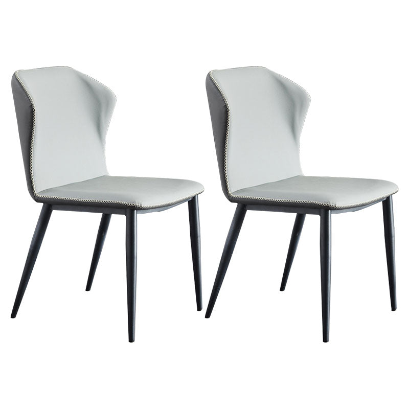 Restaurant Contemporary Leather Side Chair Wingback Dining Chairs Grey 2 Piece Set Clearhalo ' kitchen&dining_furn' 'Dining Chairs' 'Dining Tables & Seating' 'dining_chair' 'furn' 'furn_dining_chair' 'Furniture' 'furniture_dining_chair' 'Kitchen & Dining Furniture' 'kitchen' 4315535