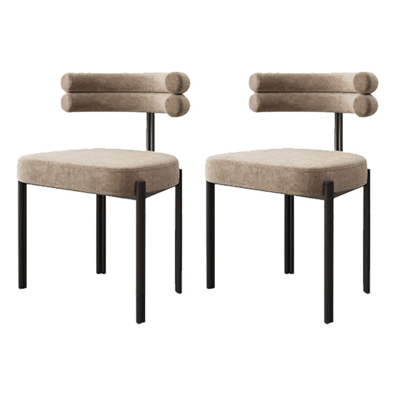 Modern Metal Dining Armless Chair Velvet Dining Side Chair for Restaurant Use Khaki 2 Piece Set Clearhalo ' kitchen&dining_furn' 'Dining Chairs' 'Dining Tables & Seating' 'dining_chair' 'furn' 'furn_dining_chair' 'Furniture' 'furniture_dining_chair' 'Kitchen & Dining Furniture' 'kitchen' 4315570