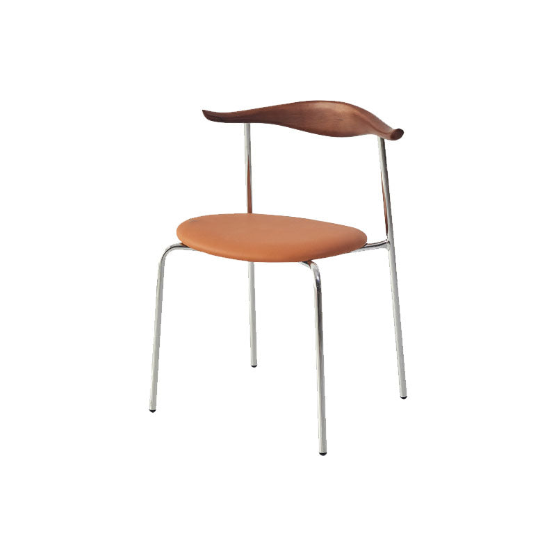 Modern Metal Dining Armless Chair Faux Leather Dining Side Chair for Restaurant Use Brown-Khaki 1 Piece Clearhalo ' kitchen&dining_furn' 'Dining Chairs' 'Dining Tables & Seating' 'dining_chair' 'furn' 'furn_dining_chair' 'Furniture' 'furniture_dining_chair' 'Kitchen & Dining Furniture' 'kitchen' 4315587