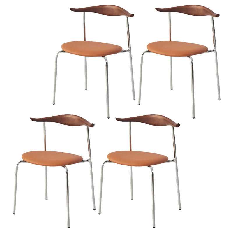 Modern Metal Dining Armless Chair Faux Leather Dining Side Chair for Restaurant Use Brown-Khaki 4 Piece Set Clearhalo ' kitchen&dining_furn' 'Dining Chairs' 'Dining Tables & Seating' 'dining_chair' 'furn' 'furn_dining_chair' 'Furniture' 'furniture_dining_chair' 'Kitchen & Dining Furniture' 'kitchen' 4315591