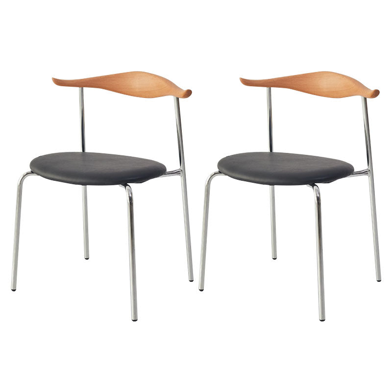 Modern Metal Dining Armless Chair Faux Leather Dining Side Chair for Restaurant Use Yellow Black 2 Piece Set Clearhalo ' kitchen&dining_furn' 'Dining Chairs' 'Dining Tables & Seating' 'dining_chair' 'furn' 'furn_dining_chair' 'Furniture' 'furniture_dining_chair' 'Kitchen & Dining Furniture' 'kitchen' 4315595