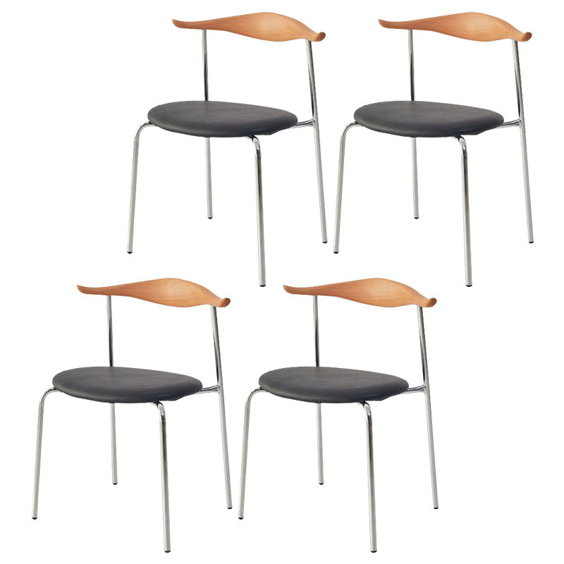 Modern Metal Dining Armless Chair Faux Leather Dining Side Chair for Restaurant Use Yellow Black 4 Piece Set Clearhalo ' kitchen&dining_furn' 'Dining Chairs' 'Dining Tables & Seating' 'dining_chair' 'furn' 'furn_dining_chair' 'Furniture' 'furniture_dining_chair' 'Kitchen & Dining Furniture' 'kitchen' 4315596