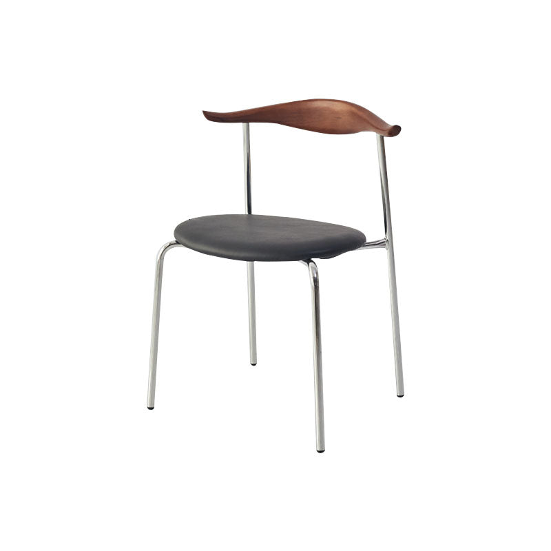 Modern Metal Dining Armless Chair Faux Leather Dining Side Chair for Restaurant Use Brown-Black 1 Piece Clearhalo ' kitchen&dining_furn' 'Dining Chairs' 'Dining Tables & Seating' 'dining_chair' 'furn' 'furn_dining_chair' 'Furniture' 'furniture_dining_chair' 'Kitchen & Dining Furniture' 'kitchen' 4315598