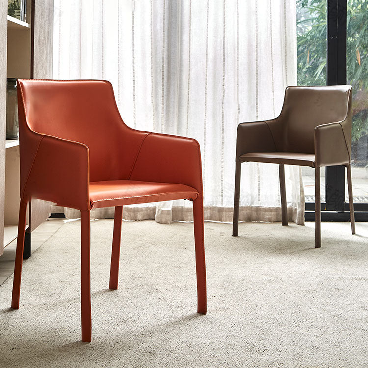 Leather Metal Modern Indoor-Outdoor Chair Dining Room Solid Back Chair Clearhalo ' kitchen&dining_furn' 'Dining Chairs' 'Dining Tables & Seating' 'dining_chair' 'furn' 'furn_dining_chair' 'Furniture' 'furniture_dining_chair' 'Kitchen & Dining Furniture' 'kitchen' 4315610