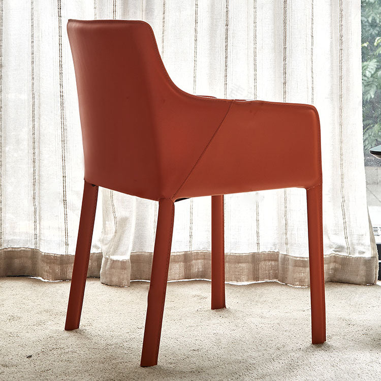 Leather Metal Modern Indoor-Outdoor Chair Dining Room Solid Back Chair Clearhalo ' kitchen&dining_furn' 'Dining Chairs' 'Dining Tables & Seating' 'dining_chair' 'furn' 'furn_dining_chair' 'Furniture' 'furniture_dining_chair' 'Kitchen & Dining Furniture' 'kitchen' 4315615