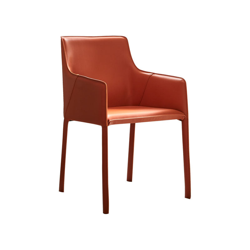 Leather Metal Modern Indoor-Outdoor Chair Dining Room Solid Back Chair Clearhalo ' kitchen&dining_furn' 'Dining Chairs' 'Dining Tables & Seating' 'dining_chair' 'furn' 'furn_dining_chair' 'Furniture' 'furniture_dining_chair' 'Kitchen & Dining Furniture' 'kitchen' 4315616