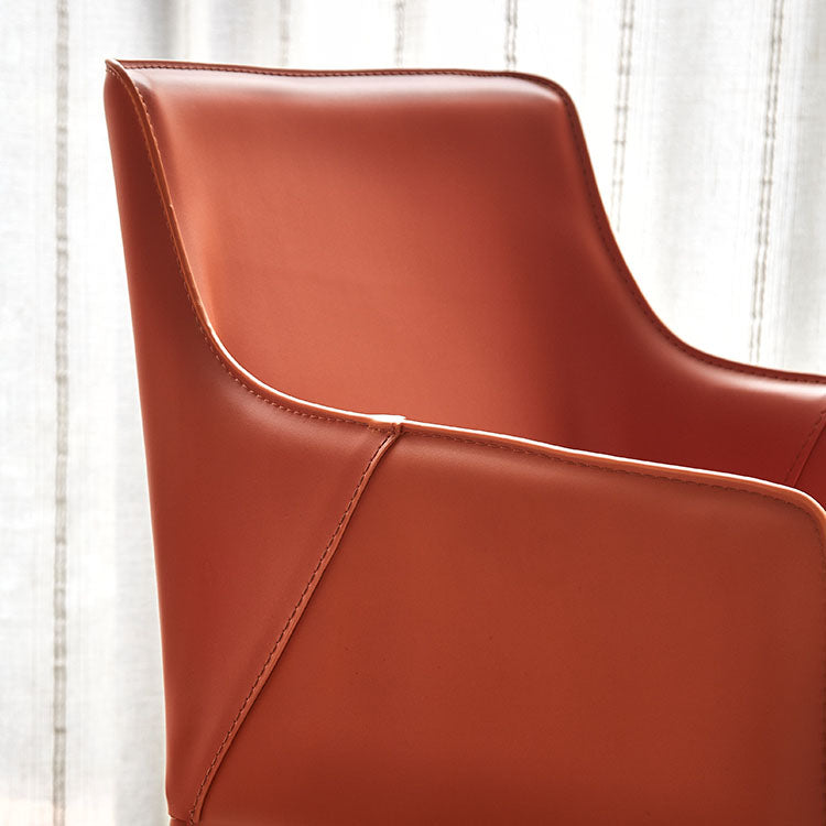 Leather Metal Modern Indoor-Outdoor Chair Dining Room Solid Back Chair Clearhalo ' kitchen&dining_furn' 'Dining Chairs' 'Dining Tables & Seating' 'dining_chair' 'furn' 'furn_dining_chair' 'Furniture' 'furniture_dining_chair' 'Kitchen & Dining Furniture' 'kitchen' 4315619